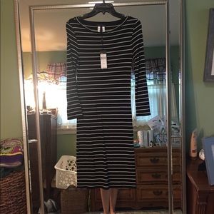 BCBG Maxazria Black with white stripe dress NWT